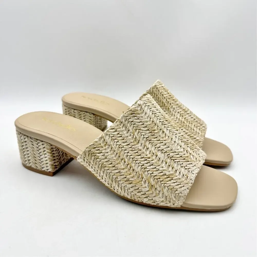 Seychelles Womens Pepper Raffia Heeled Sandal US 9 Natural Beige EUC